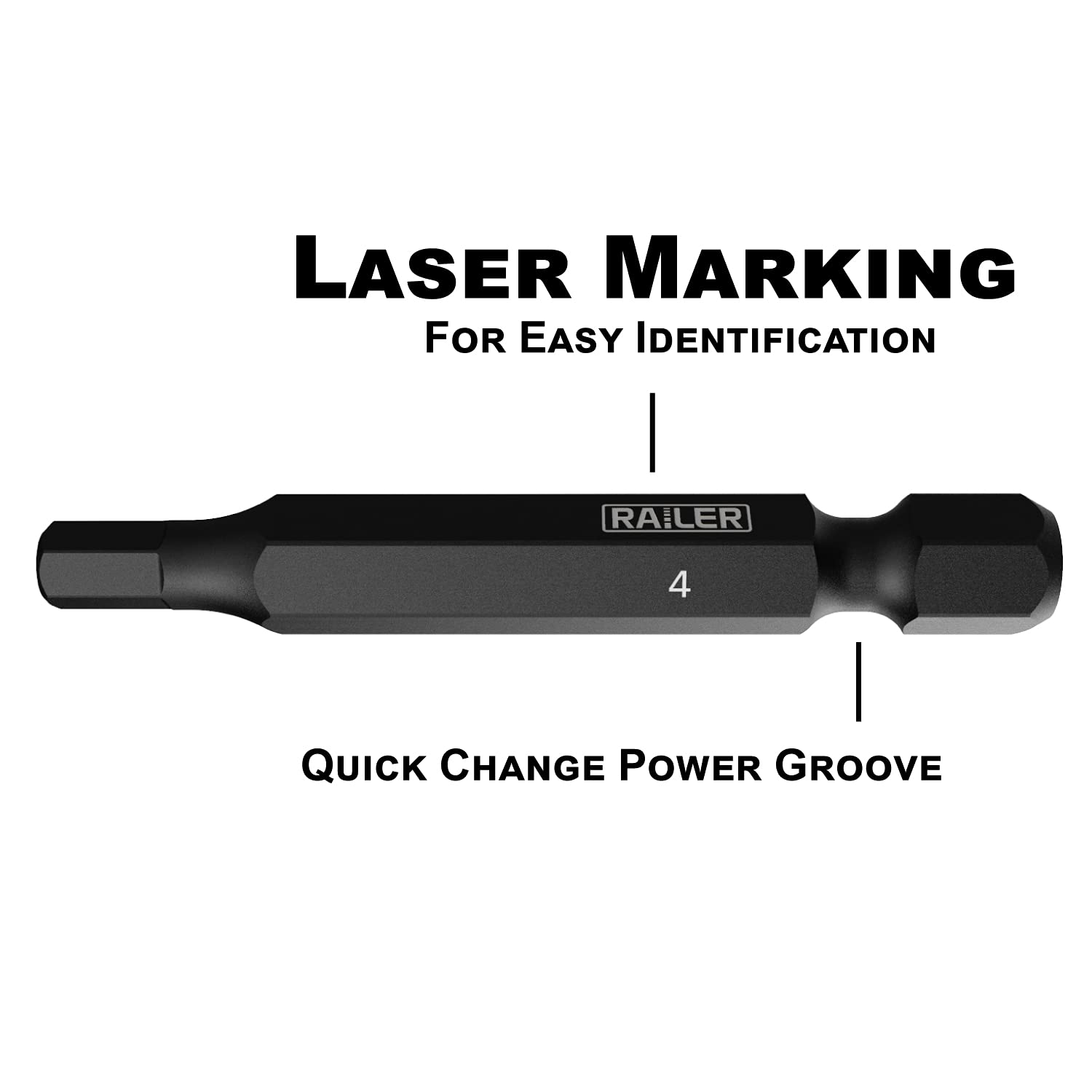 Metric Hex Bit Set, Railer 10-Piece Hex Head Allen Wrench Screwdriver Bit Set. S2 Steel Impact Driver 2" Hex MM Bits for Furniture Screws - Image 3