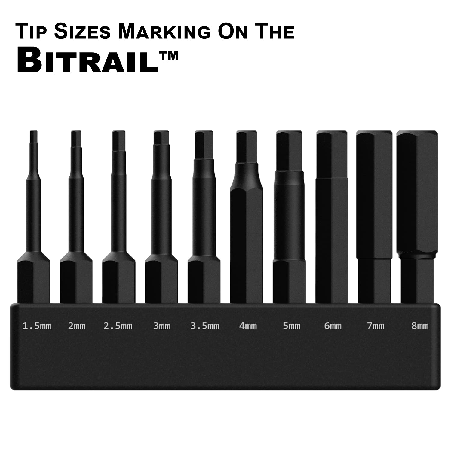 Metric Hex Bit Set, Railer 10-Piece Hex Head Allen Wrench Screwdriver Bit Set. S2 Steel Impact Driver 2" Hex MM Bits for Furniture Screws - Image 5