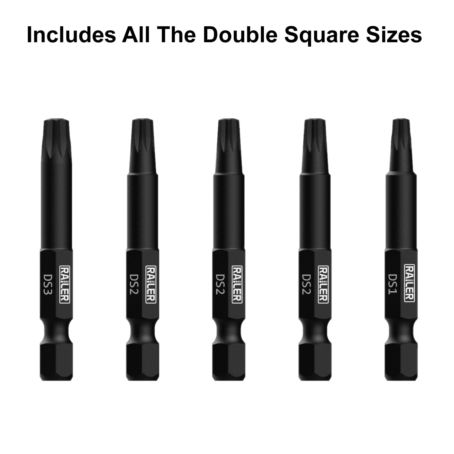 Railer Double Square 8 Point Star Bit Set, 5pc S2 Steel 2 Inch 8 Spline Fastener Drive Bit Set with Storage Bit Holder - Image 4