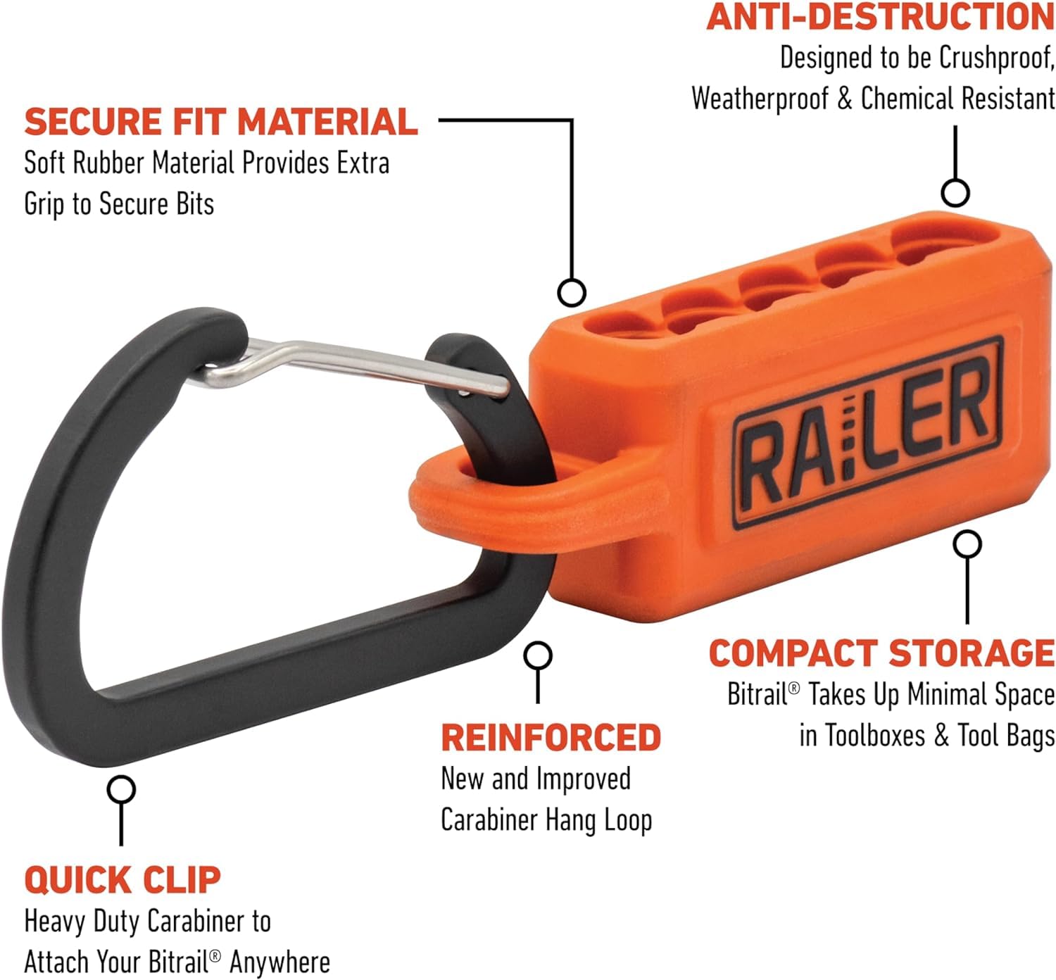 Railer Tamper Proof Torx Bit Set - Premium S2 Steel 1 Inch Impact Driver 10pc 6 Star Bit Set With A Tool Storage Bit Holder & Carabiner - Image 4