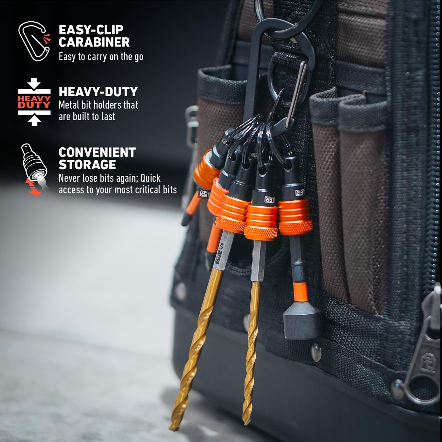 Railer Keychain Bit & Socket Holder - 1/4" Hex Bit Holders w/Impact Socket Adapters - Quick-Change Design For Nut Drivers, Screwdriver & Drill Bits. Easy Convert To 1/4", 3/8" & 1/2" Socket Holder - Image 5