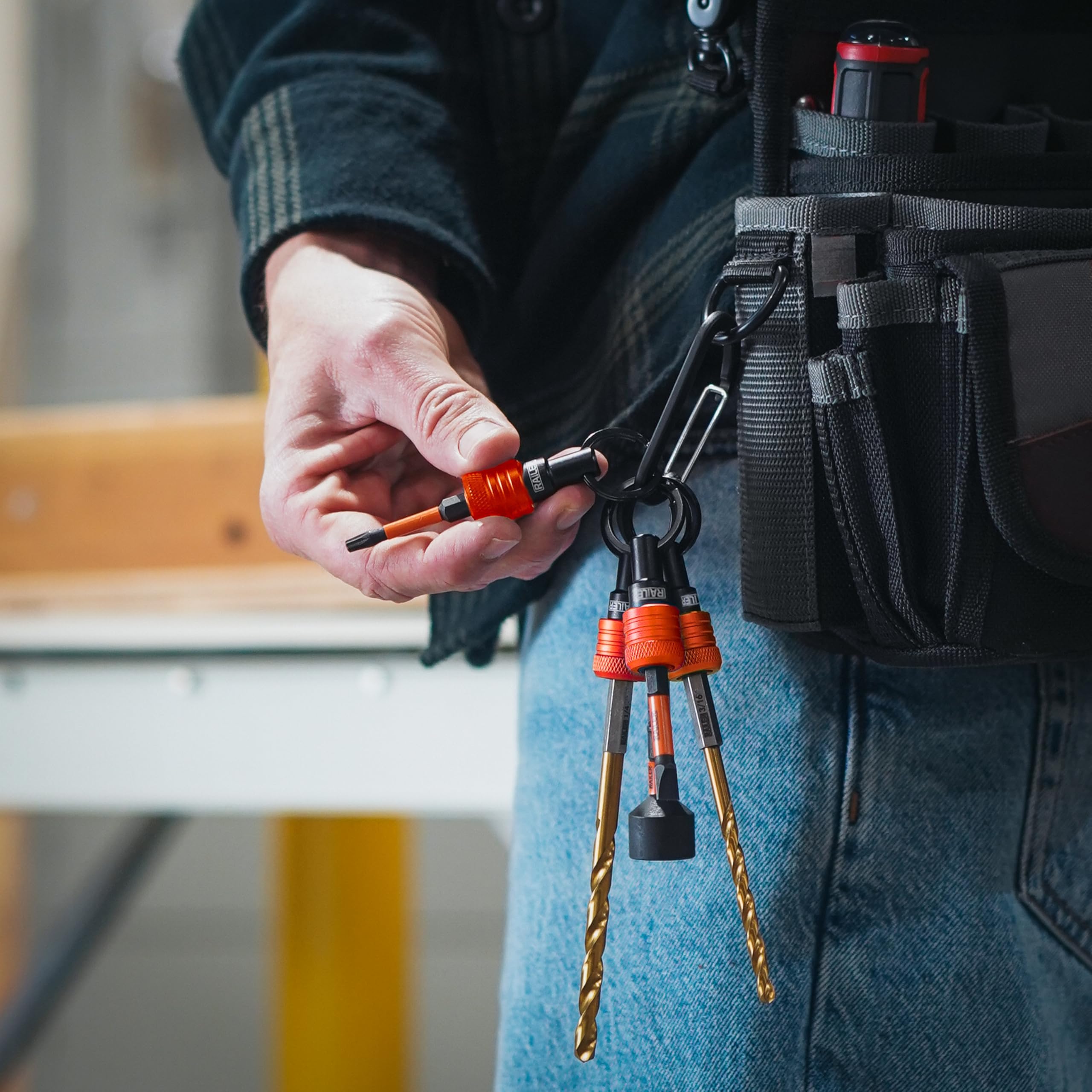 Railer Keychain Bit & Socket Holder - 1/4" Hex Bit Holders w/Impact Socket Adapters - Quick-Change Design For Nut Drivers, Screwdriver & Drill Bits. Easy Convert To 1/4", 3/8" & 1/2" Socket Holder - Image 6