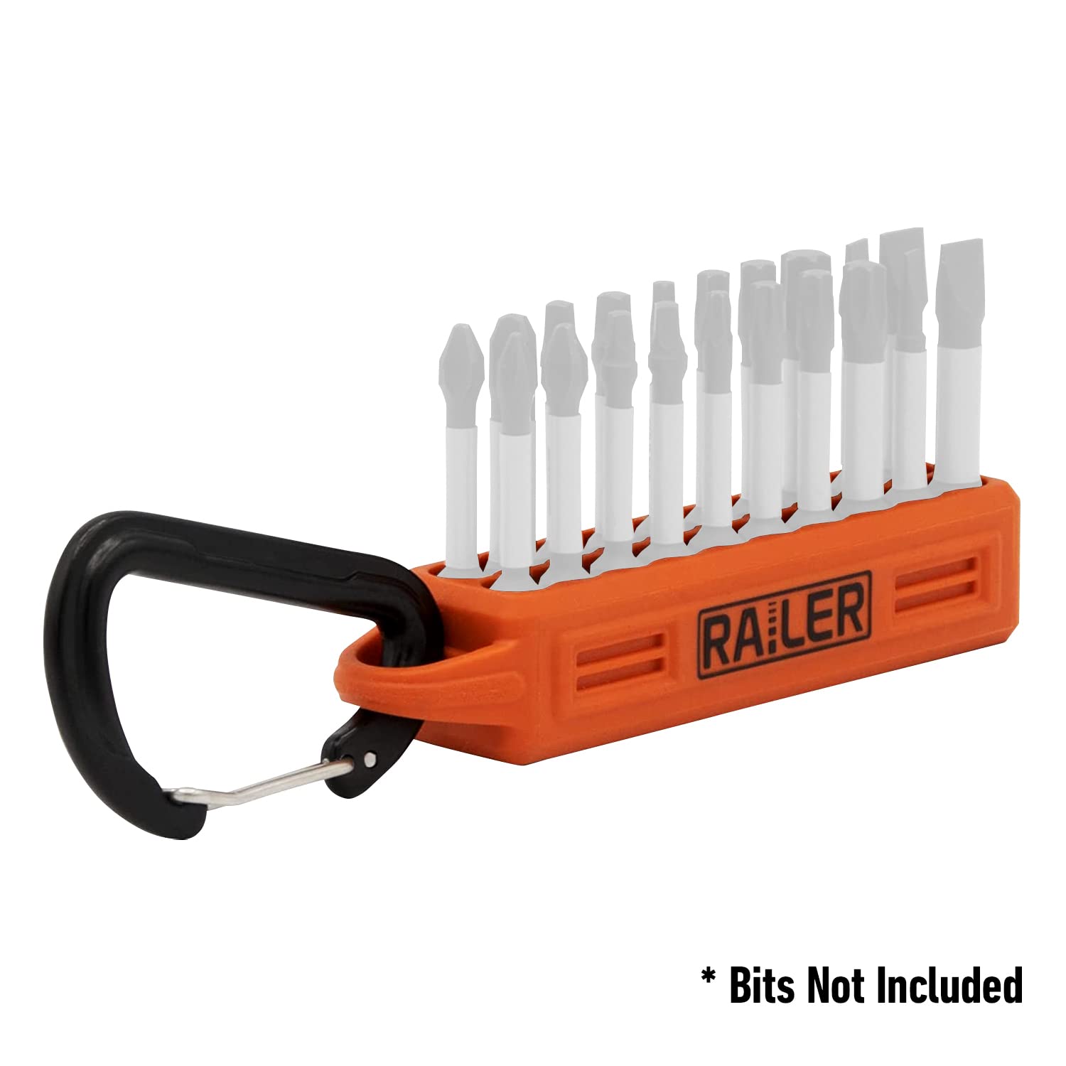 Screwdriver Bit Holder Storage Organizer – Railer 20-Hole Orange Bit Holder with Carabiner - Image 4