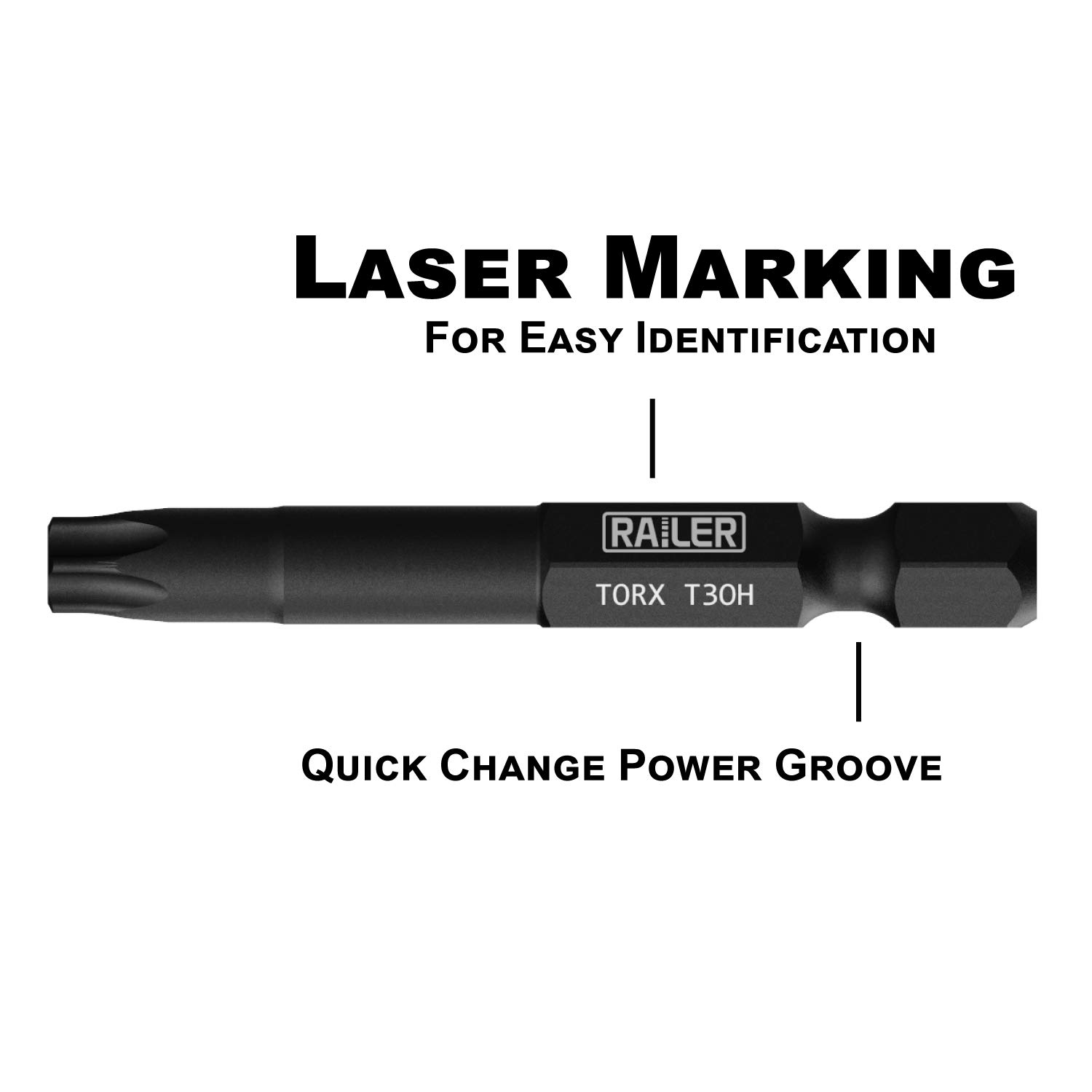 Tamper Proof TORX Bit Set, Railer 10-Piece 6 Point TORX Security Screwdriver Bit Set. S2 Steel Impact Driver 2" Star Bit Set (T8, T9, T10, T15, T20, T25, T27, T30, T40, T45) - Image 3